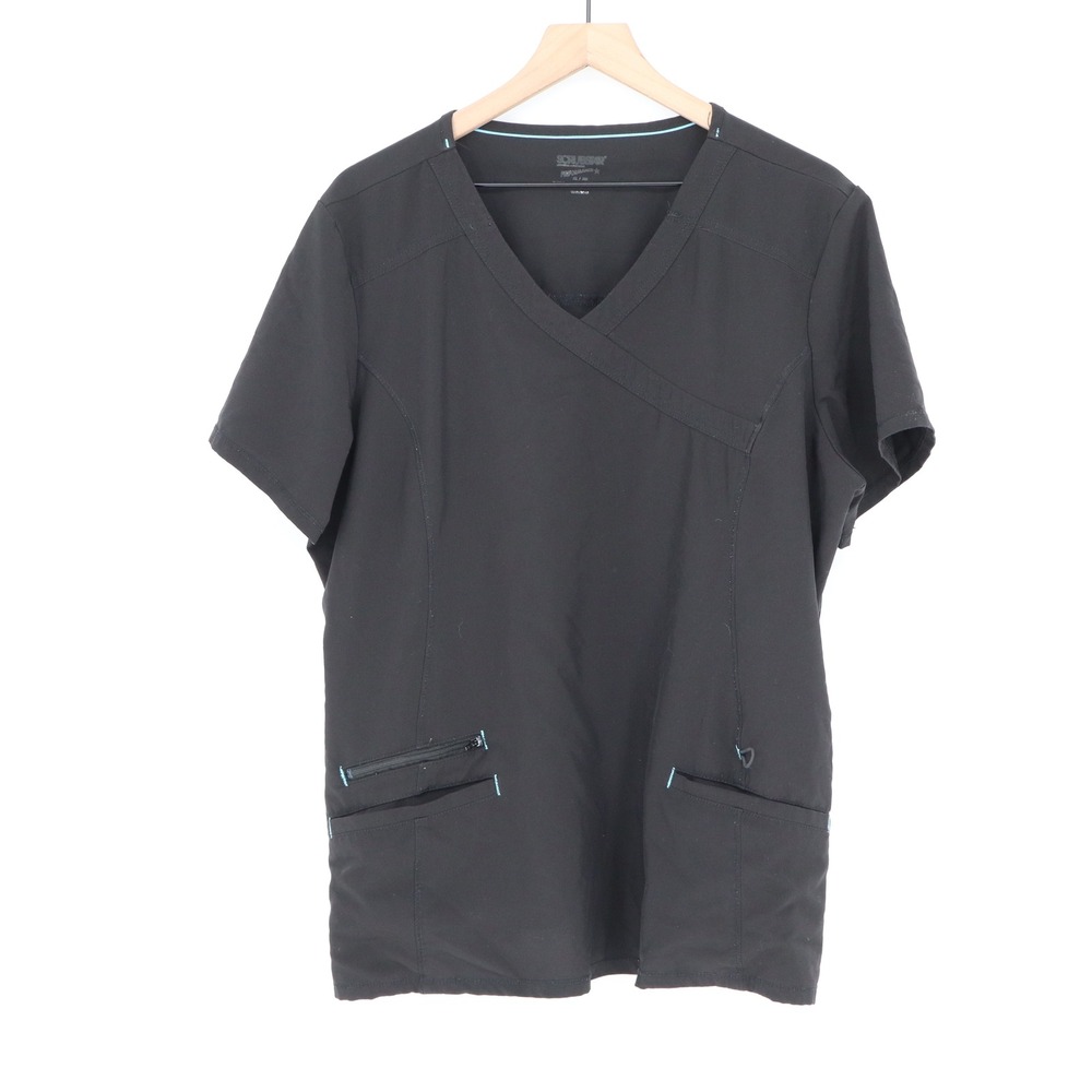Scrubstar Scrub Top Womens XL Performance Black V-Neck Excellent